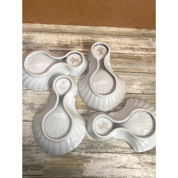 4 X Vintage Arnart 5th Ave Shell Seafood Plates w/ Sauce Cup – Hand Painted MCM - Picture 3 of 13